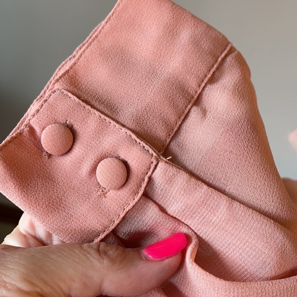 NWT ASOS RAW RUFFLED SHEER BLOUSE. Long sleeve. Crew neck peachy pink size 8 - Picture 7 of 15